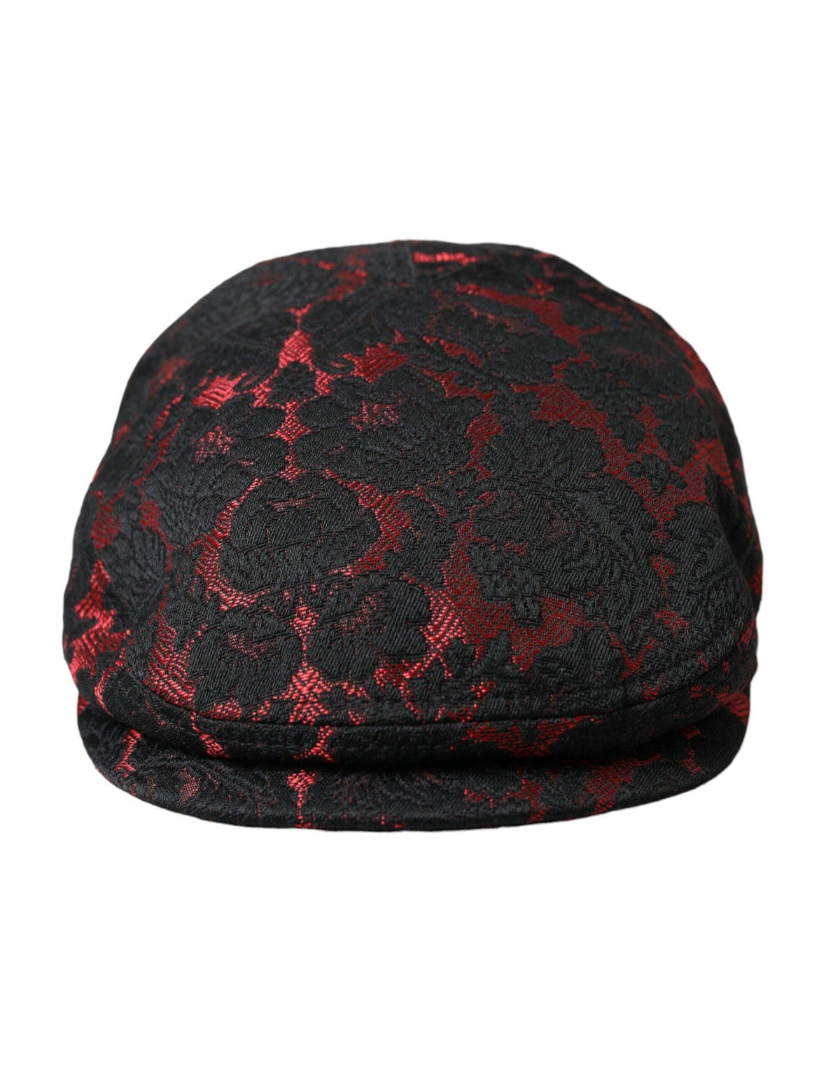 Gorra de vendedor de periódicos Dolce &amp; Gabbana con estampado floral en jacquard negro y rojo para hombre