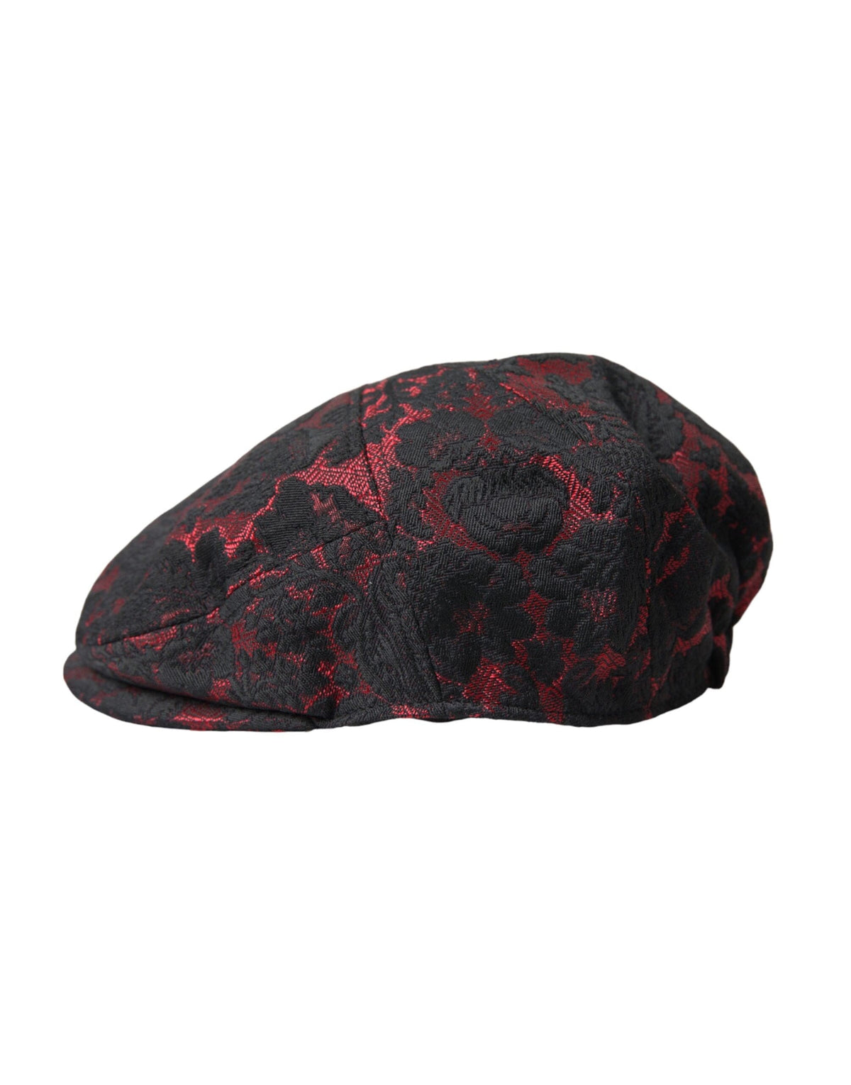 Gorra de vendedor de periódicos Dolce &amp; Gabbana con estampado floral en jacquard negro y rojo para hombre