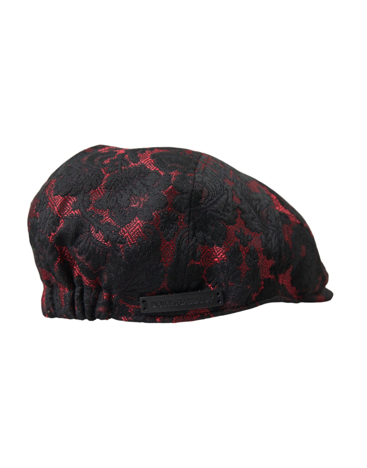 Gorra de vendedor de periódicos Dolce &amp; Gabbana con estampado floral en jacquard negro y rojo para hombre