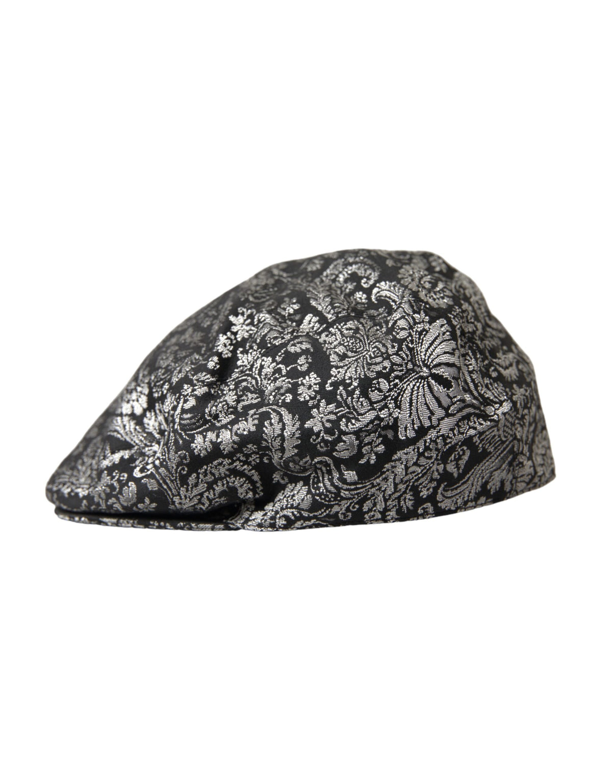 Gorra Newsboy Dolce &amp; Gabbana con estampado floral en jacquard negro y plateado para hombre