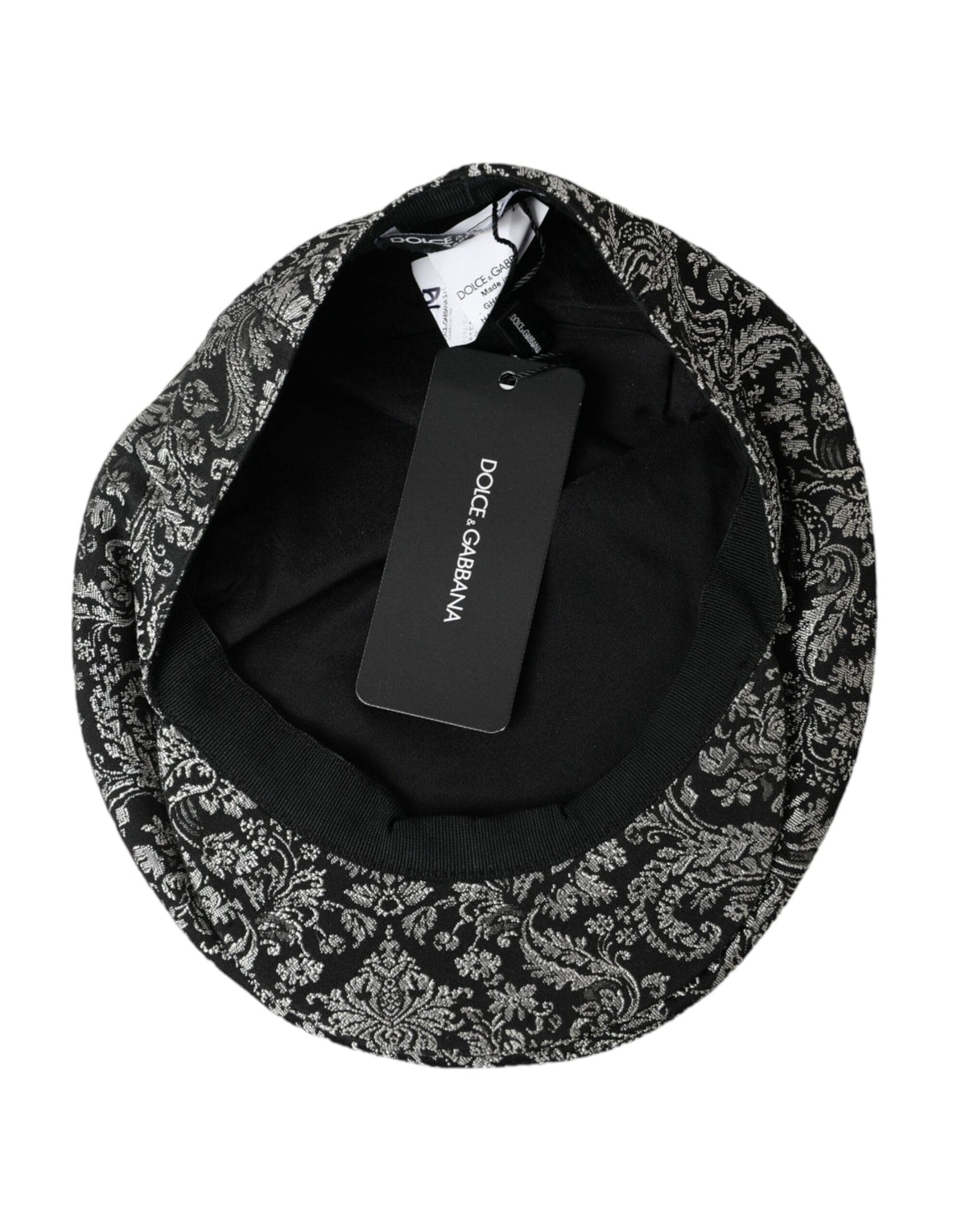 Chapeau Gavroche Dolce &amp; Gabbana en Jacquard Floral Noir et Argent pour Homme