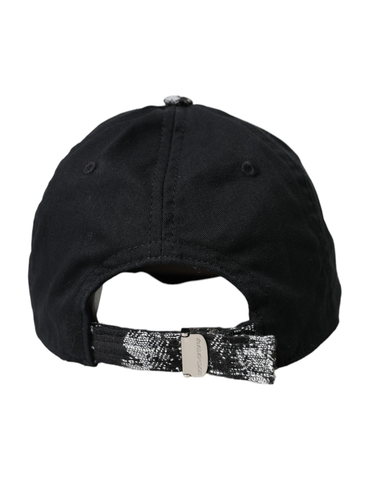 Casquette de baseball à imprimé floral noir et argent Dolce &amp; Gabbana pour hommes