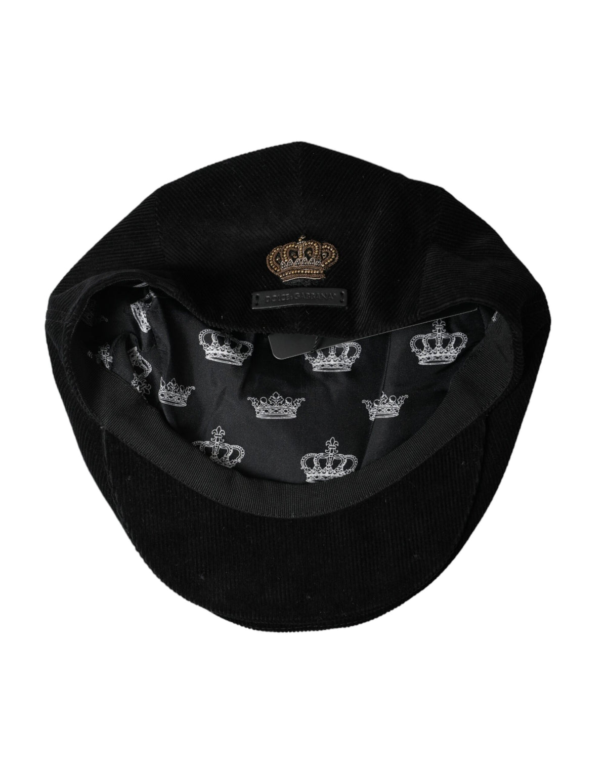 Chapeau gavroche en velours côtelé noir Dolce &amp; Gabbana pour hommes