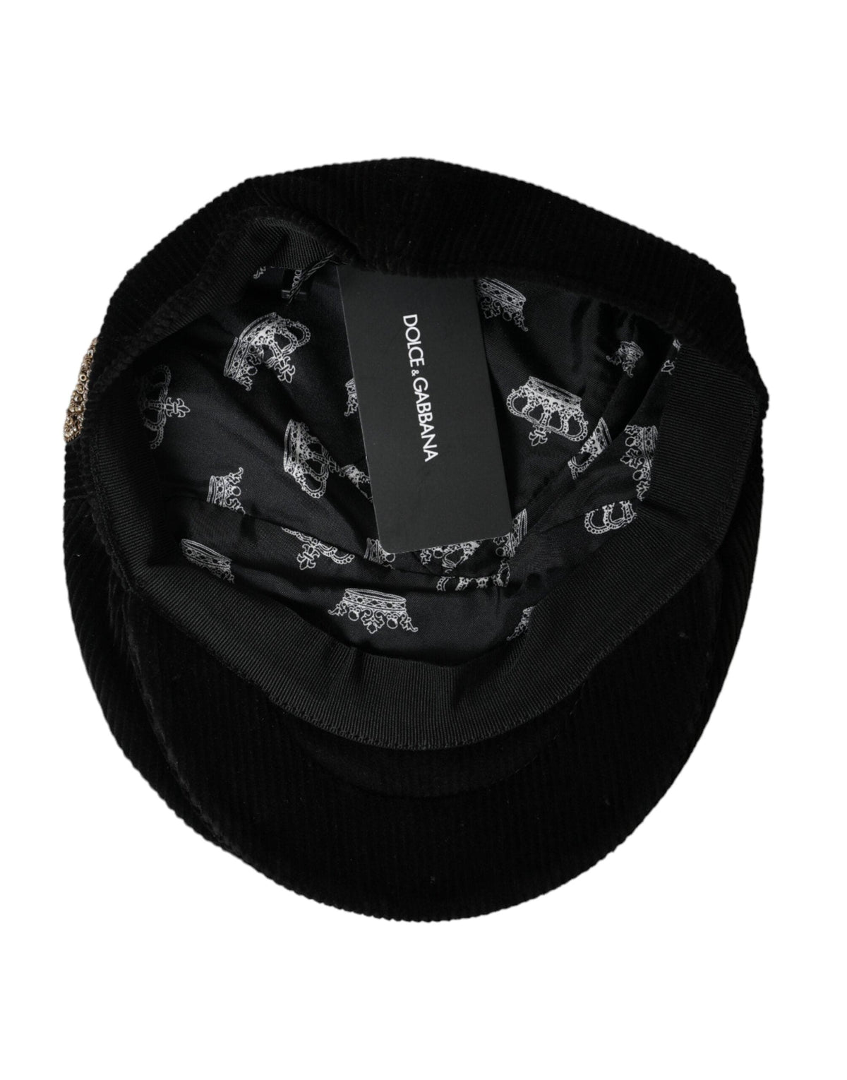 Chapeau gavroche en velours côtelé noir Dolce &amp; Gabbana pour hommes