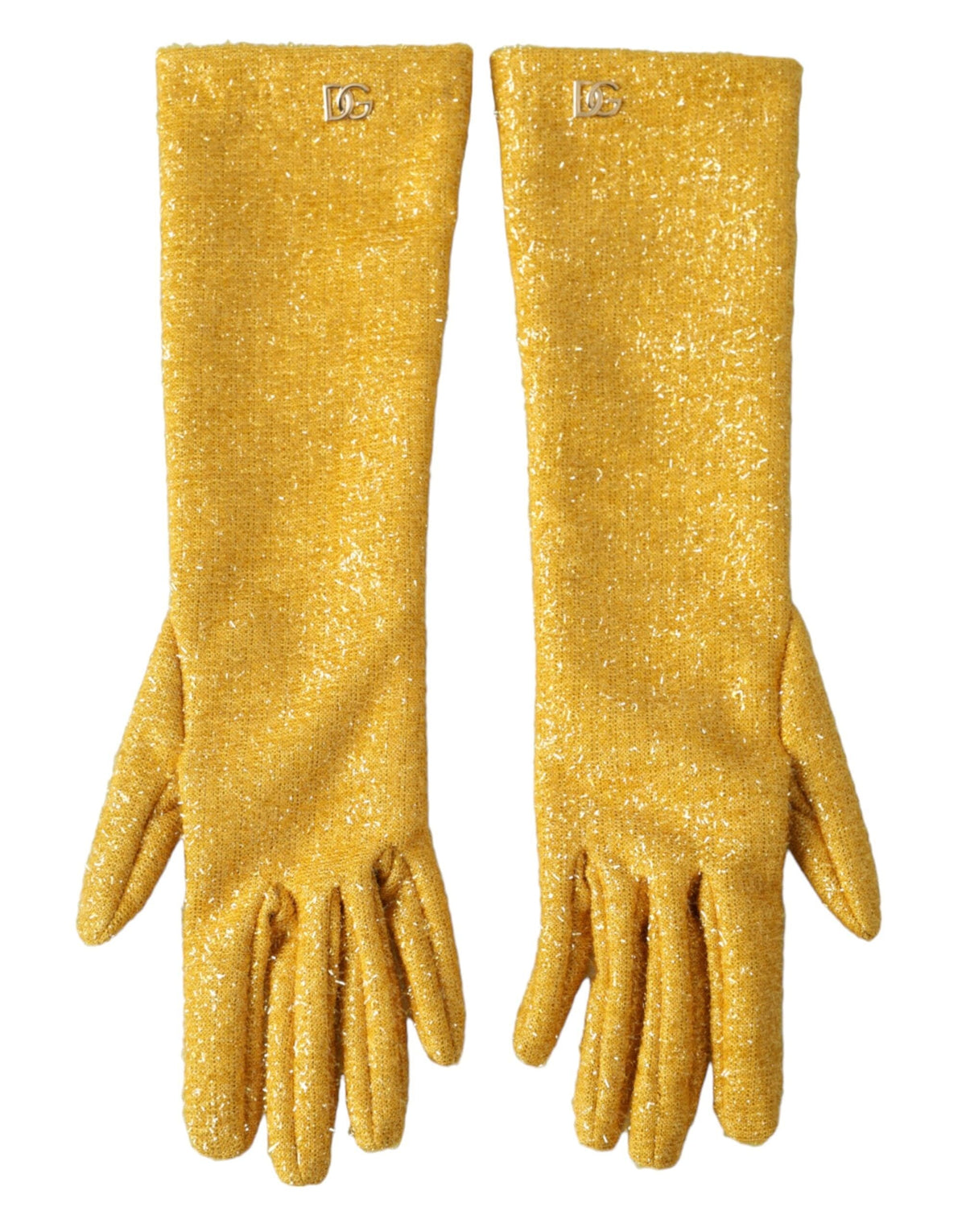 Gants mi-longs Dolce &amp; Gabbana en lurex doré Fantasia