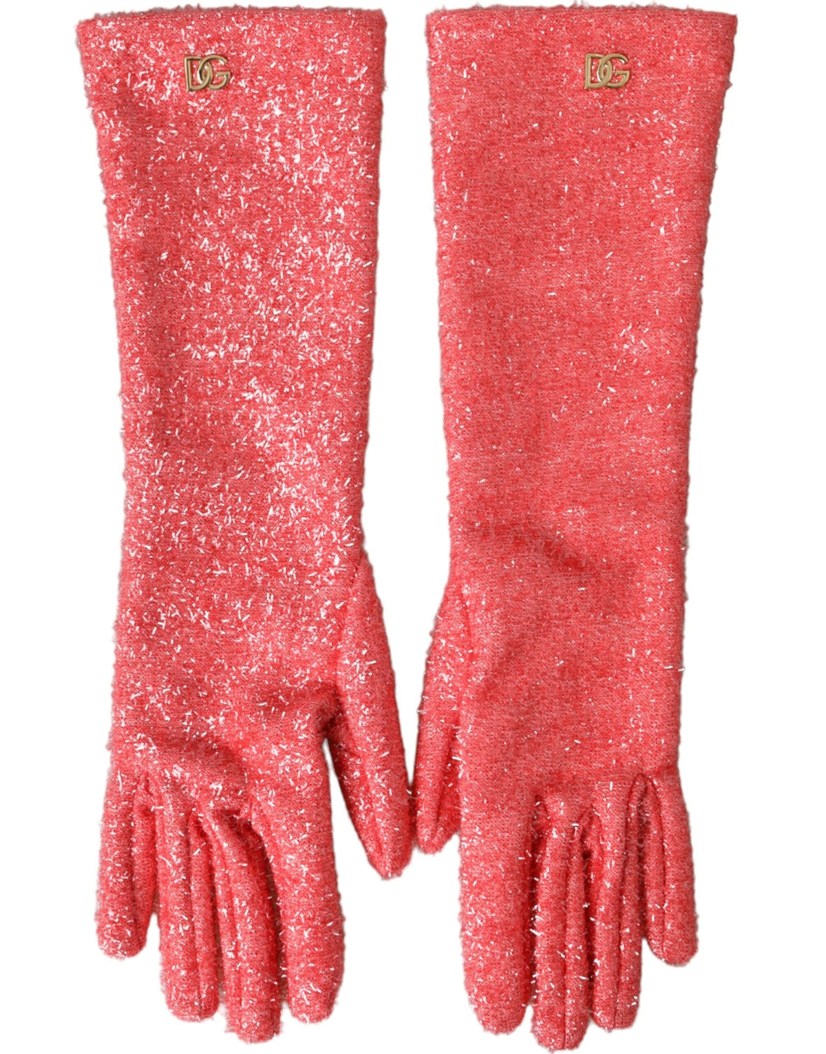 Gants mi-longs Dolce &amp; Gabbana en lurex rose Fantasia