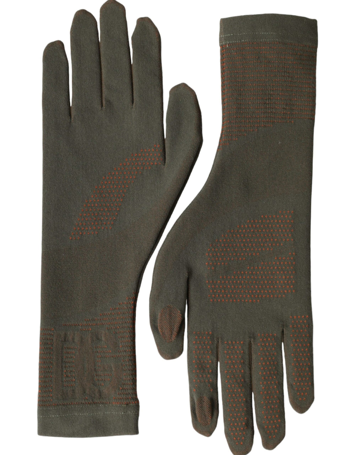 Gants en coton stretch marron Dolce &amp; Gabbana longueur poignet