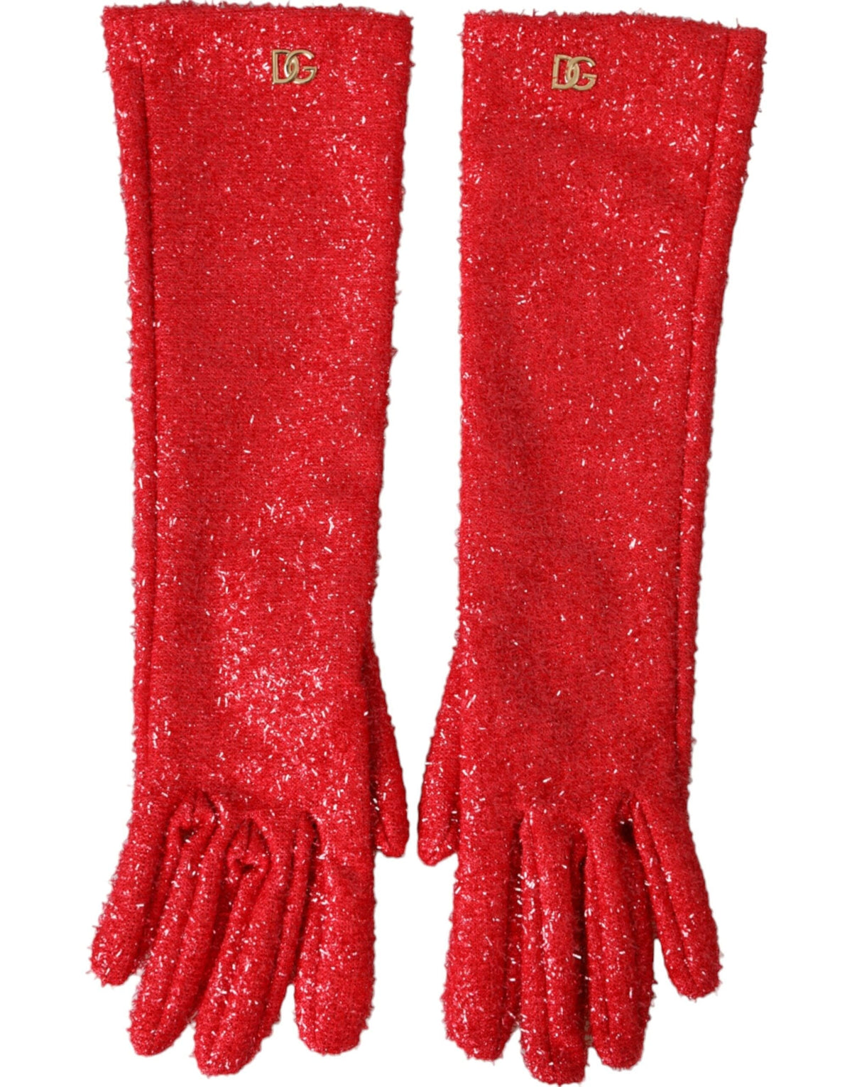 Guantes de media manga Fantasia de lúrex rojo de Dolce &amp; Gabbana