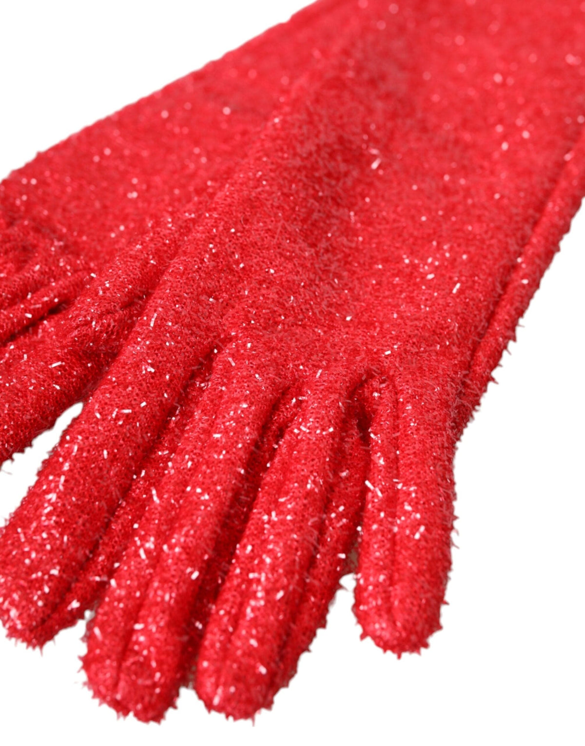 Gants mi-longs Dolce &amp; Gabbana en lurex rouge Fantasia