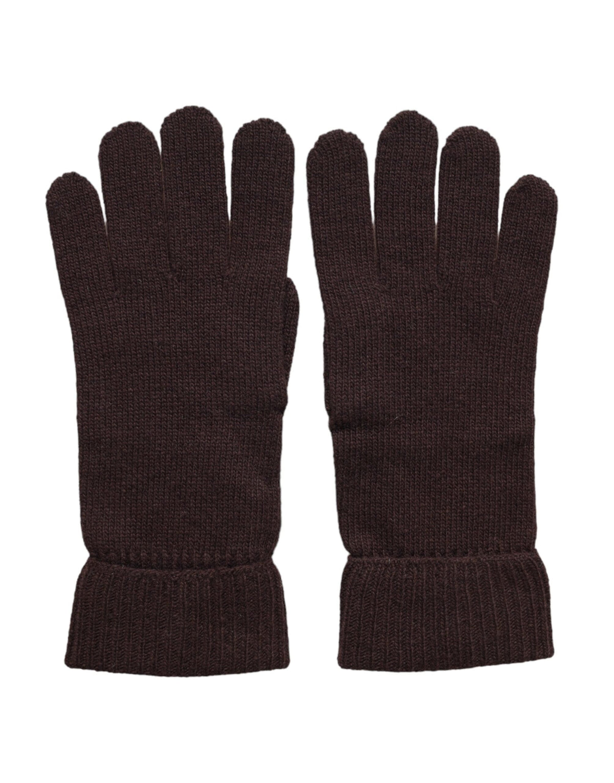 Gants mi-longs en laine tricotée marron Dolce &amp; Gabbana