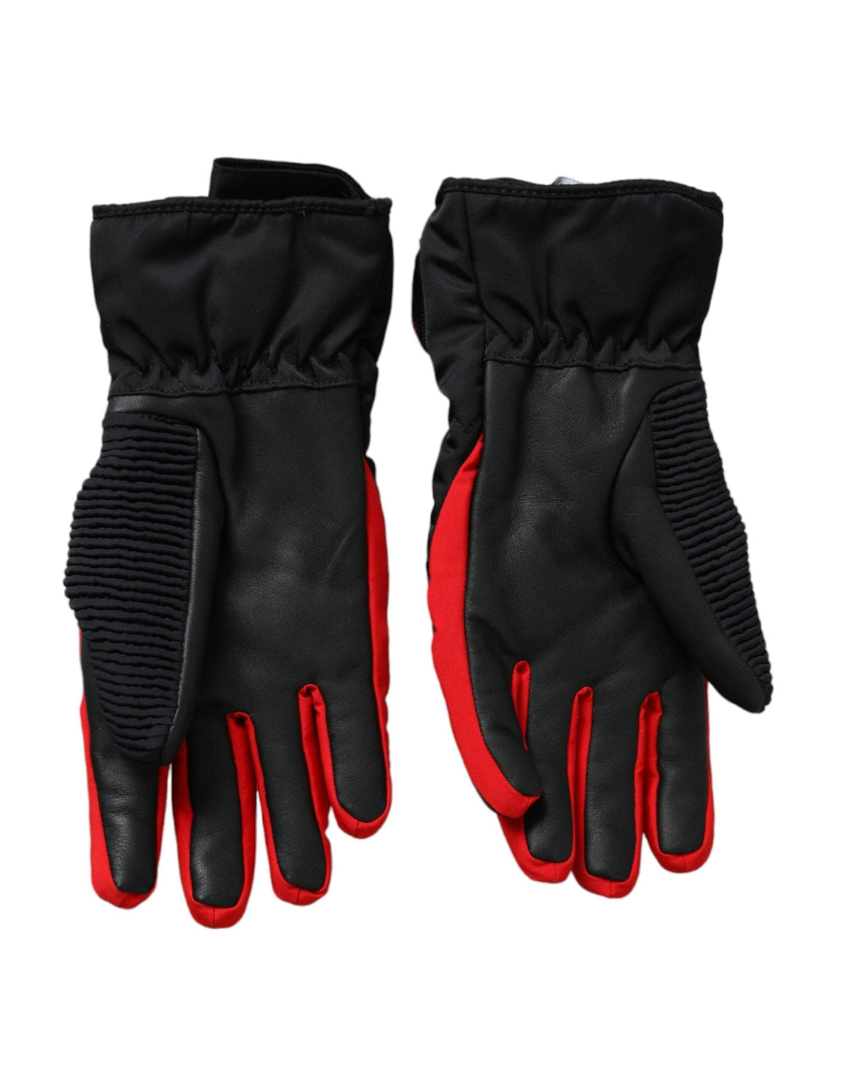 Gants en nylon noir et rouge Dolce &amp; Gabbana à longueur de poignet