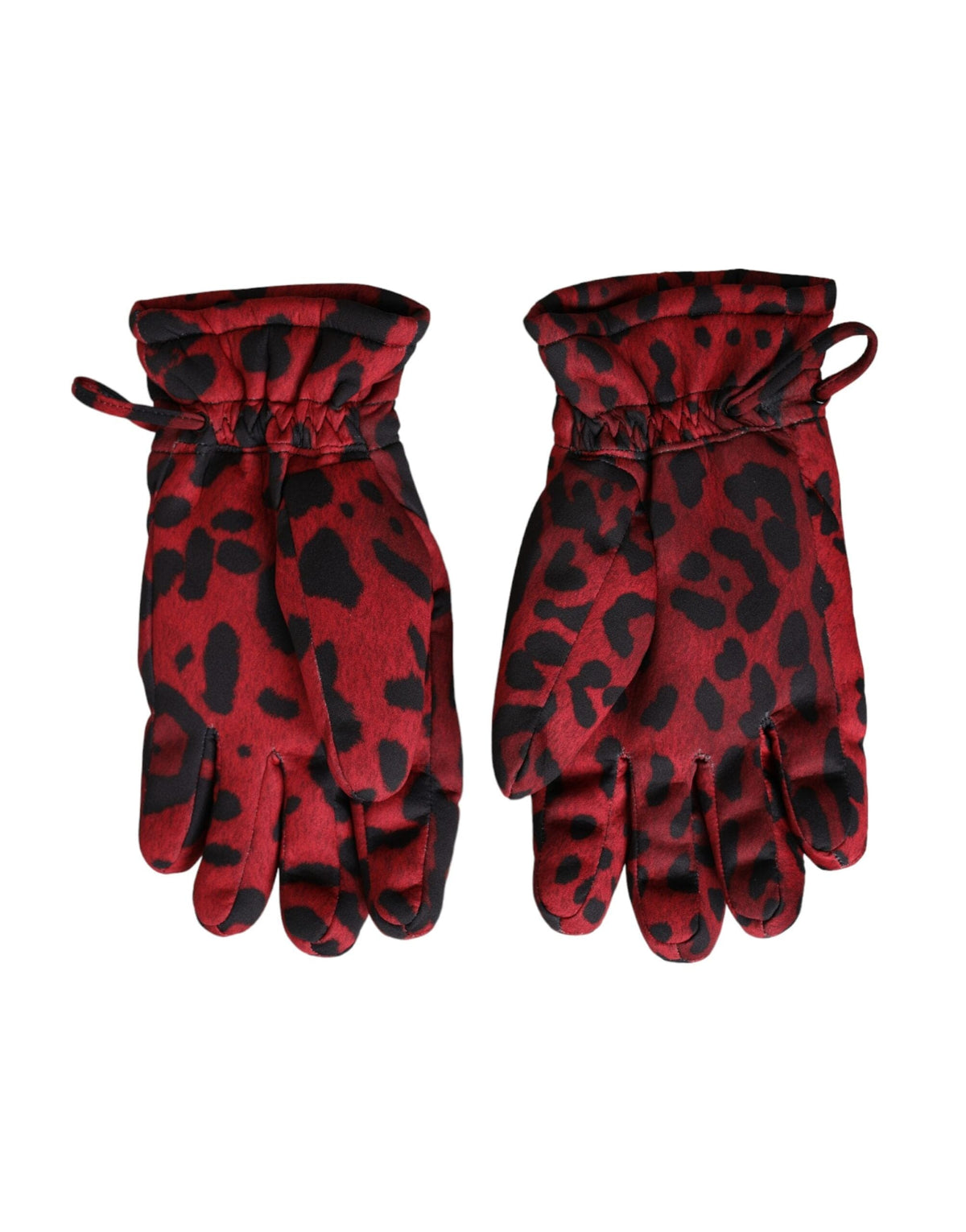 Gants Dolce &amp; Gabbana à logo léopard rouge et longueur poignet