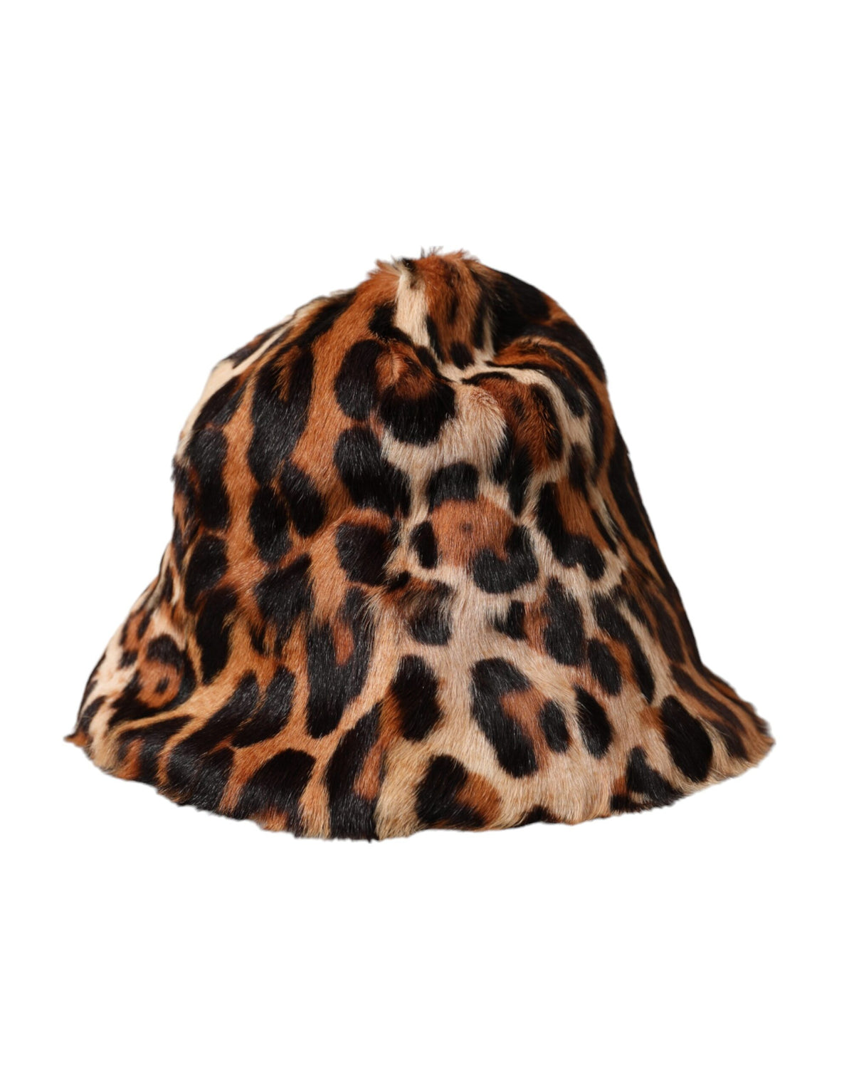 Dolce & Gabbana Brown Leopard Fur Women Bucket Hat