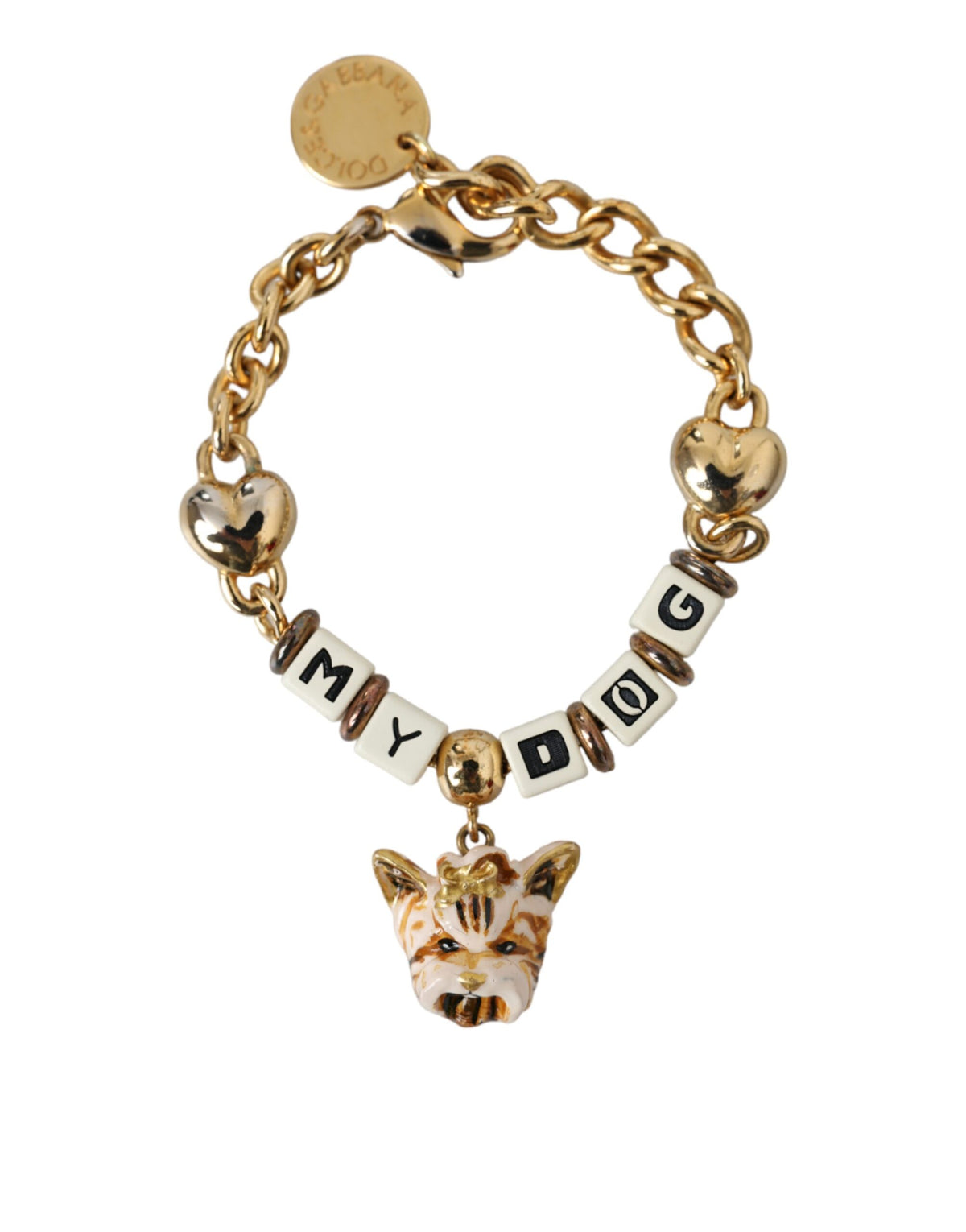 Pulsera con corazón MY DOG de cadena de latón en tono dorado de Dolce &amp; Gabbana