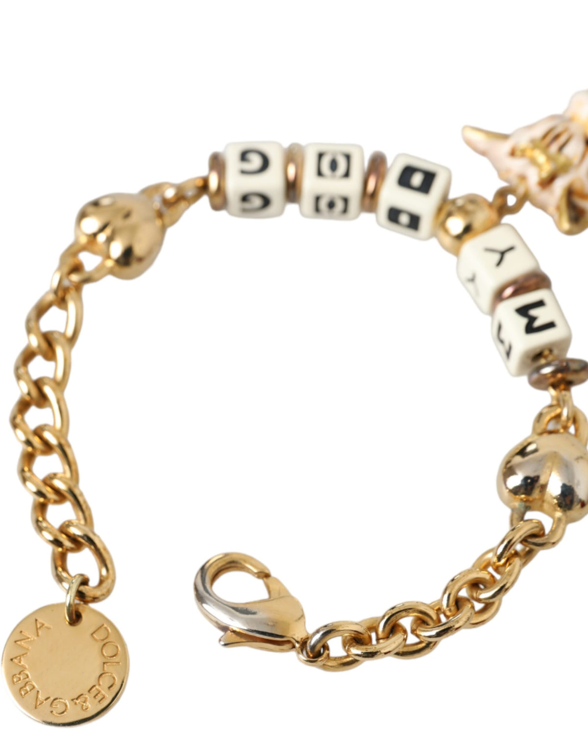 Bracelet Dolce &amp; Gabbana en laiton doré avec chaîne en forme de cœur MY DOG