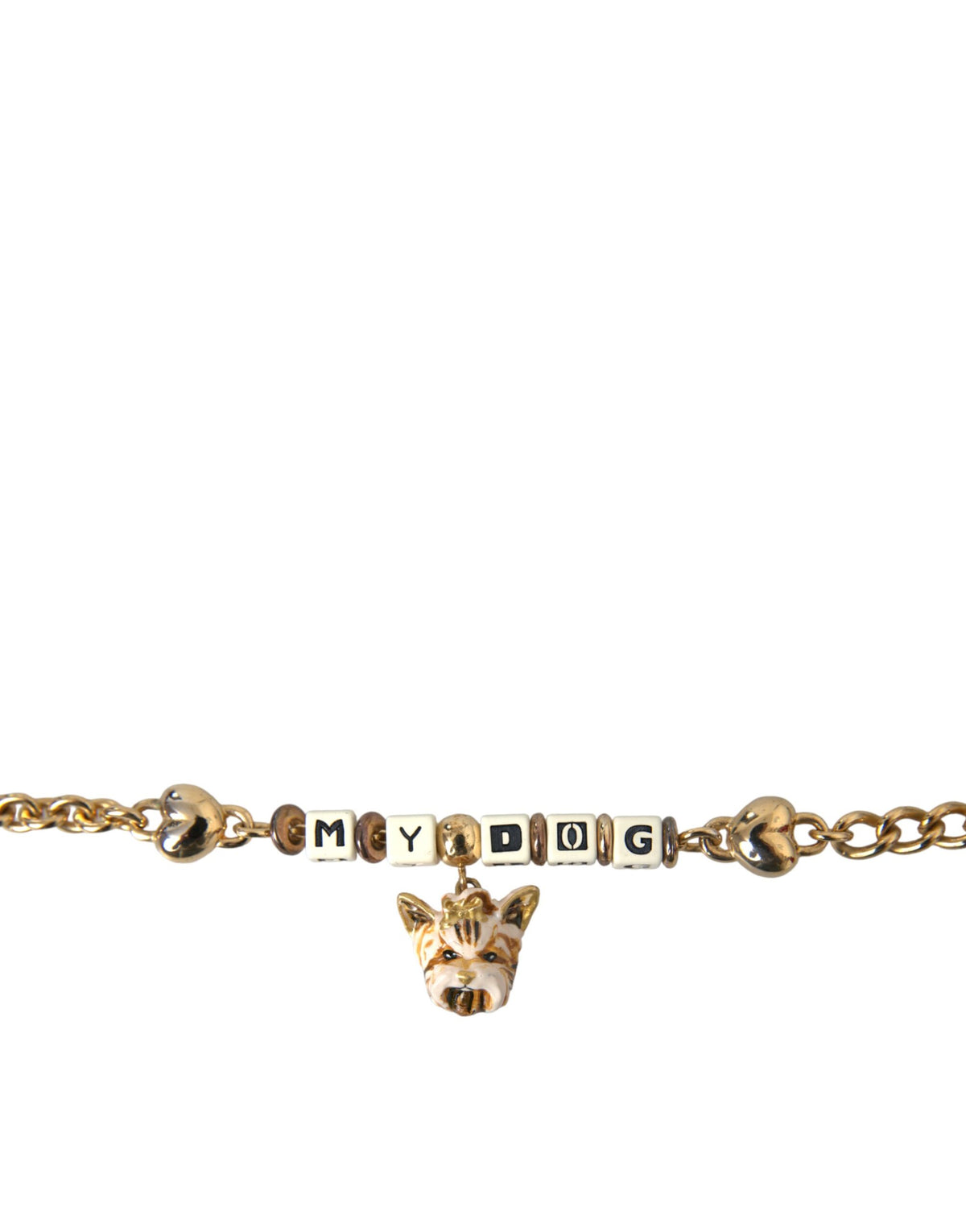 Bracelet Dolce &amp; Gabbana en laiton doré avec chaîne en forme de cœur MY DOG