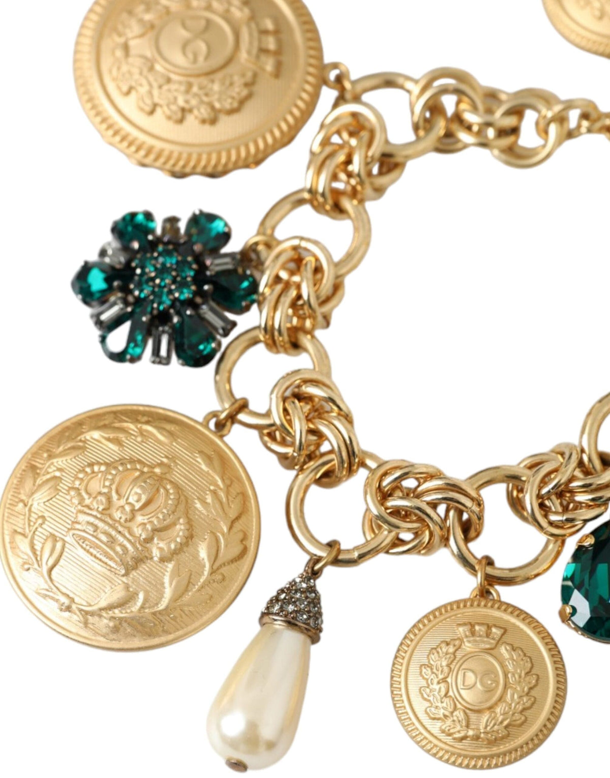 Pulsera de mujer con cadena de latón en tono dorado y cristales de Dolce &amp; Gabbana