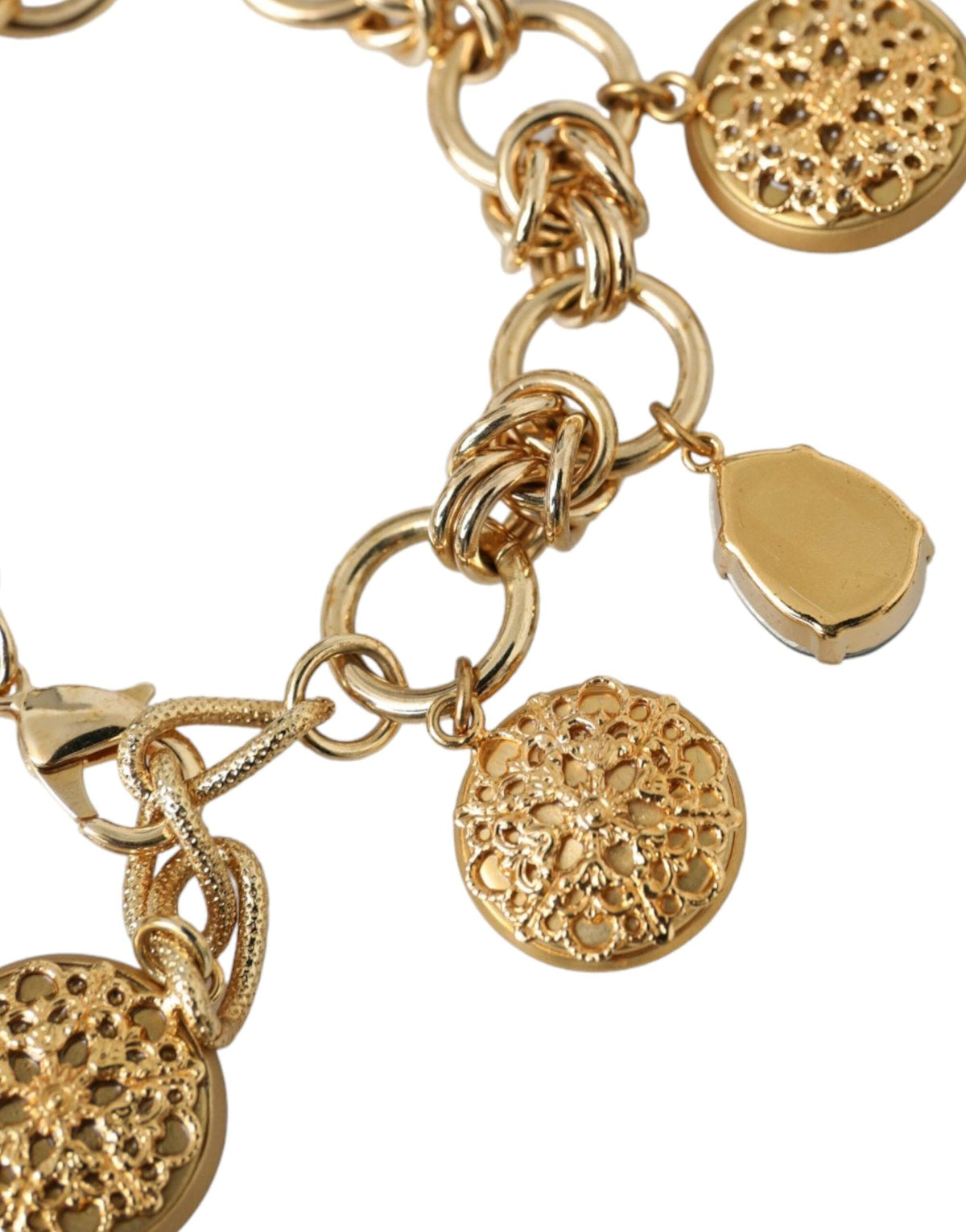 Pulsera de mujer con cadena de latón en tono dorado y cristales de Dolce &amp; Gabbana