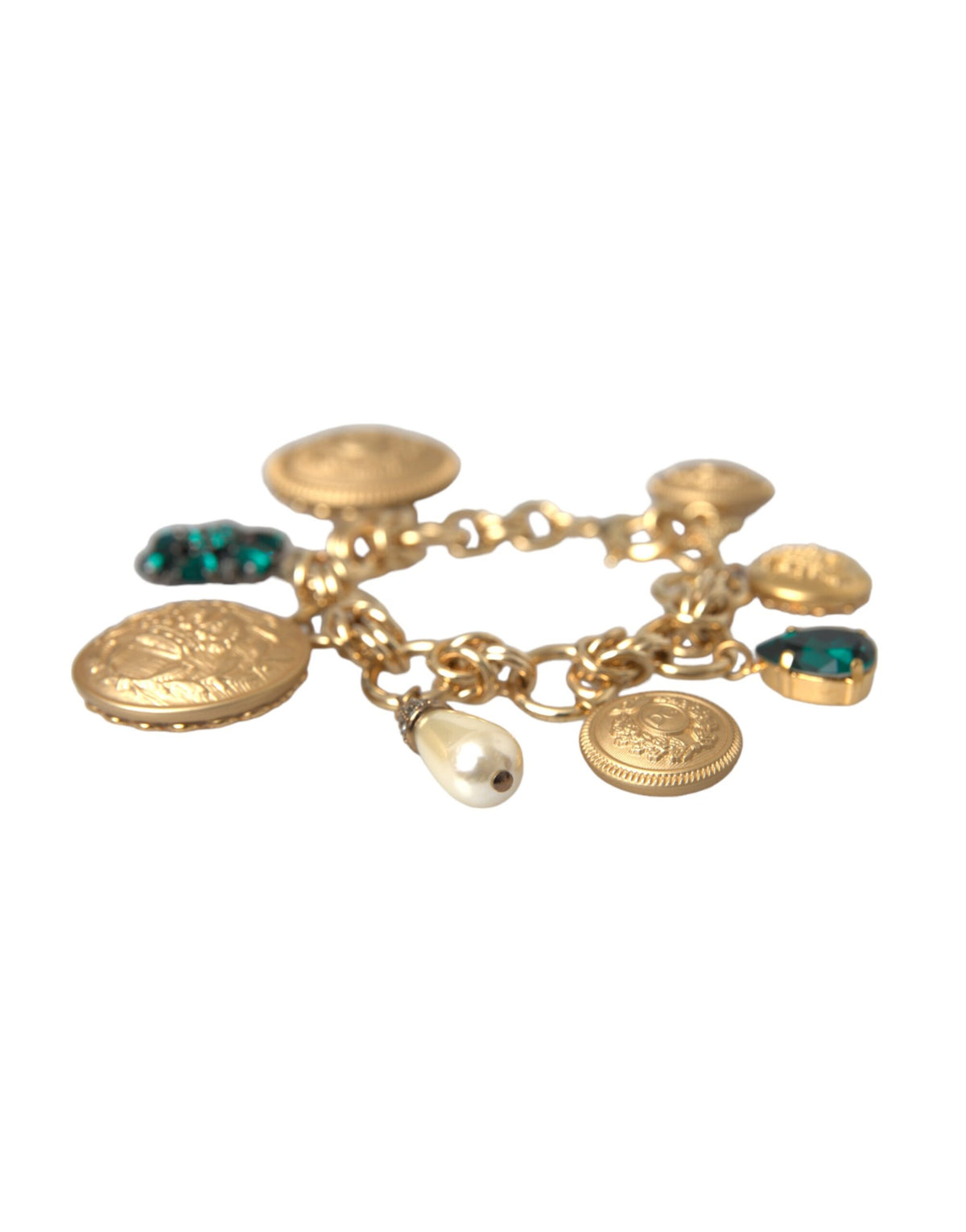 Pulsera de mujer con cadena de latón en tono dorado y cristales de Dolce &amp; Gabbana