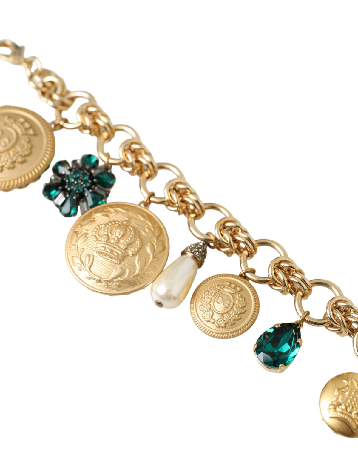 Pulsera de mujer con cadena de latón en tono dorado y cristales de Dolce &amp; Gabbana