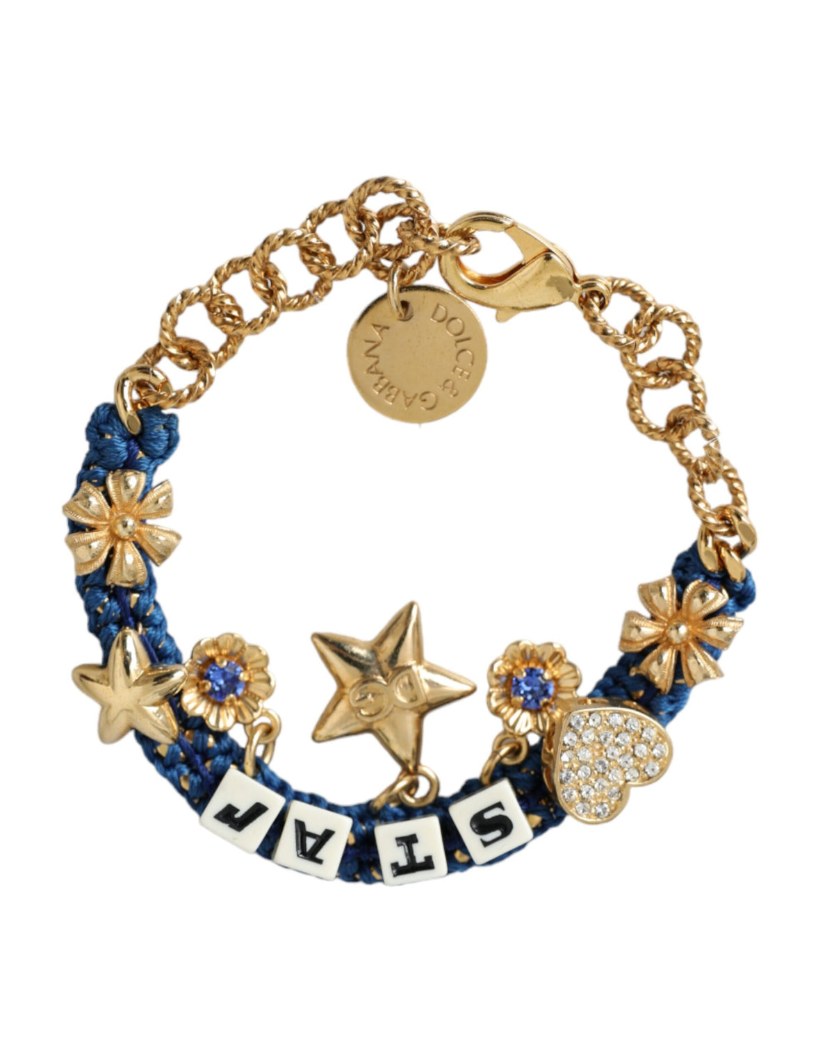 Bracelet tendance Dolce &amp; Gabbana en laiton doré avec chaîne en forme d'étoile