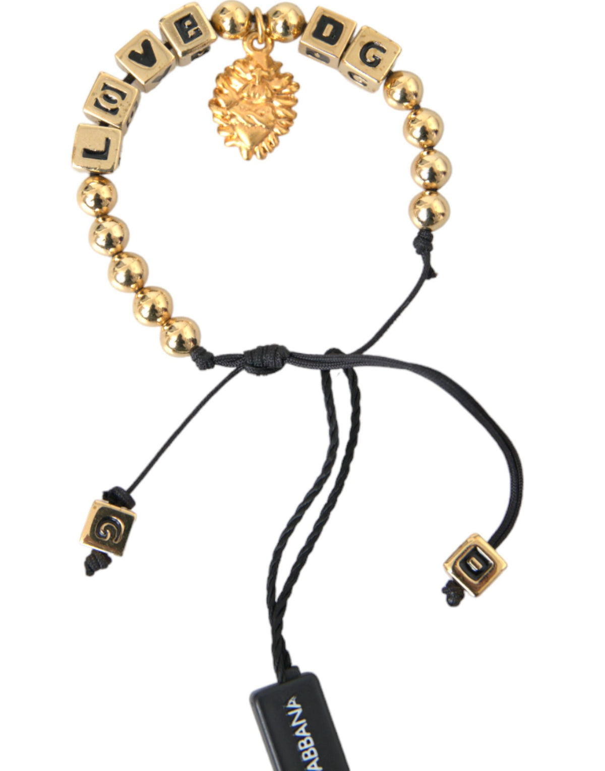 Pulsera de moda con dijes LOVE DG y cuentas doradas de Dolce &amp; Gabbana