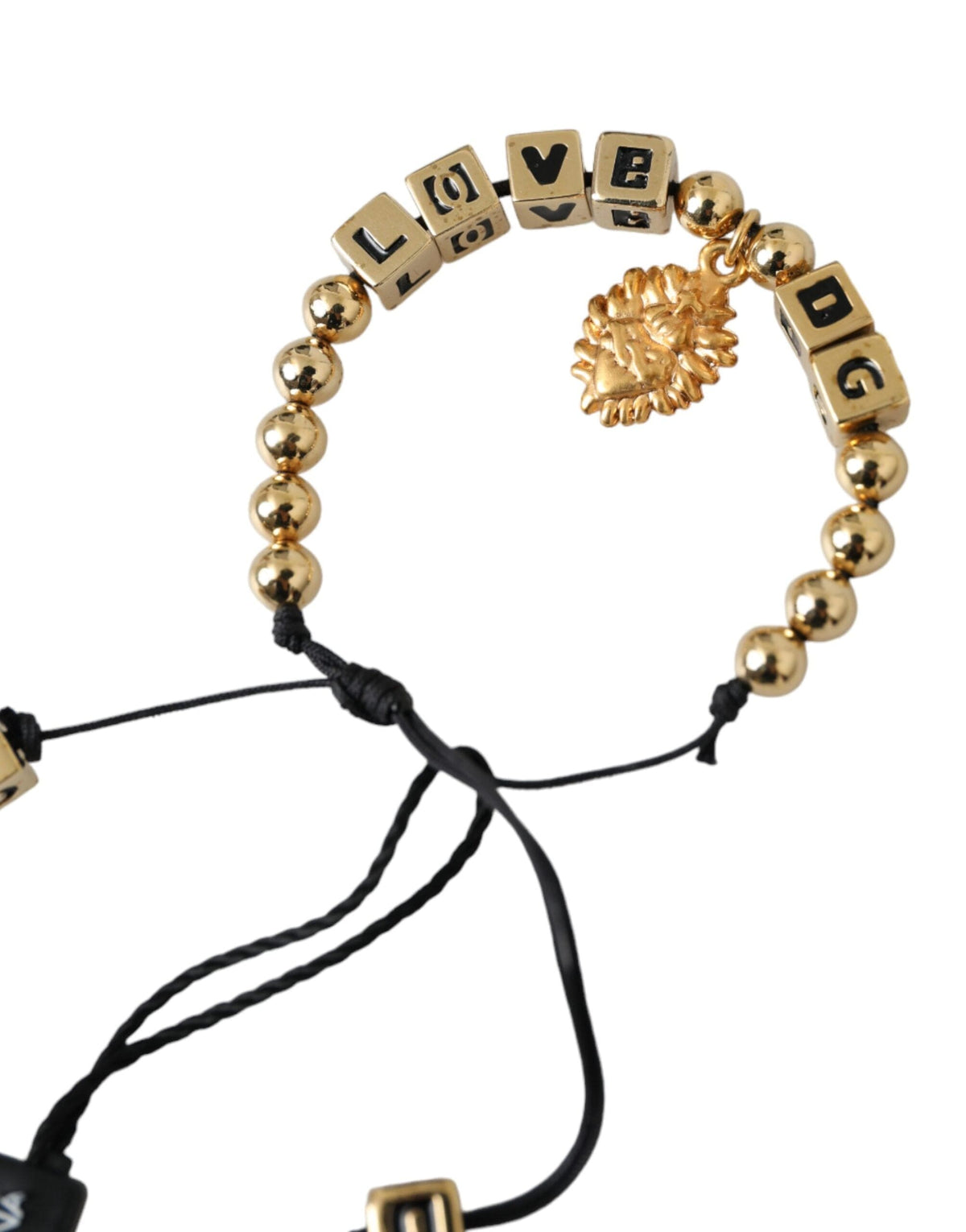 Bracelet tendance Dolce &amp; Gabbana avec breloque LOVE DG en perles dorées