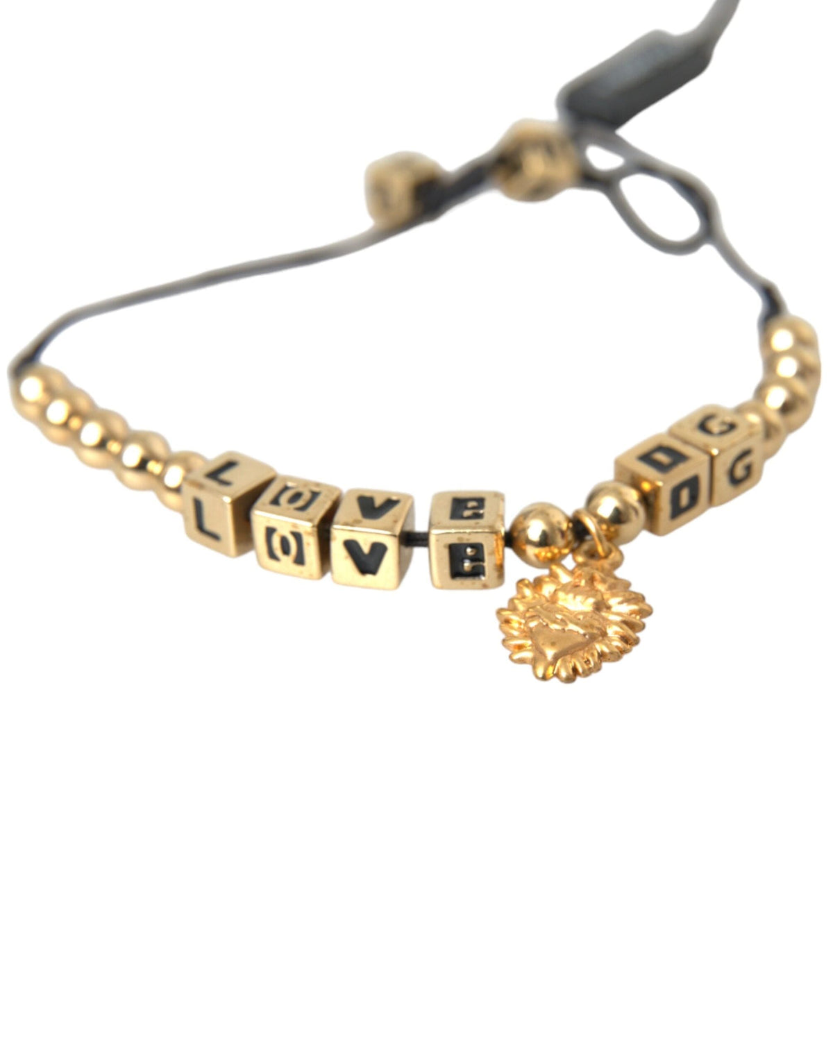 Bracelet tendance Dolce &amp; Gabbana avec breloque LOVE DG en perles dorées