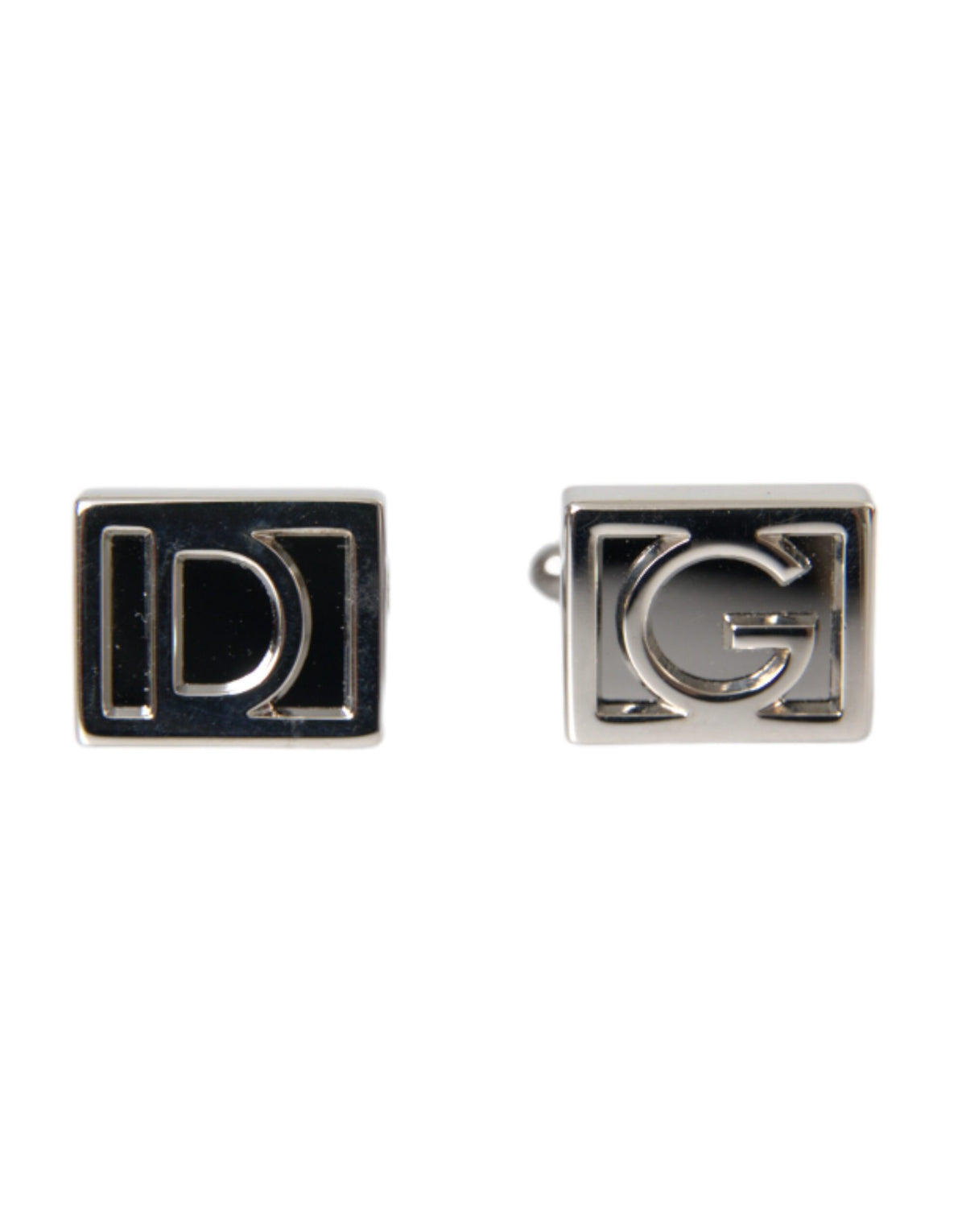 Boutons de manchette Dolce &amp; Gabbana en métal plaqué argent avec logo DG