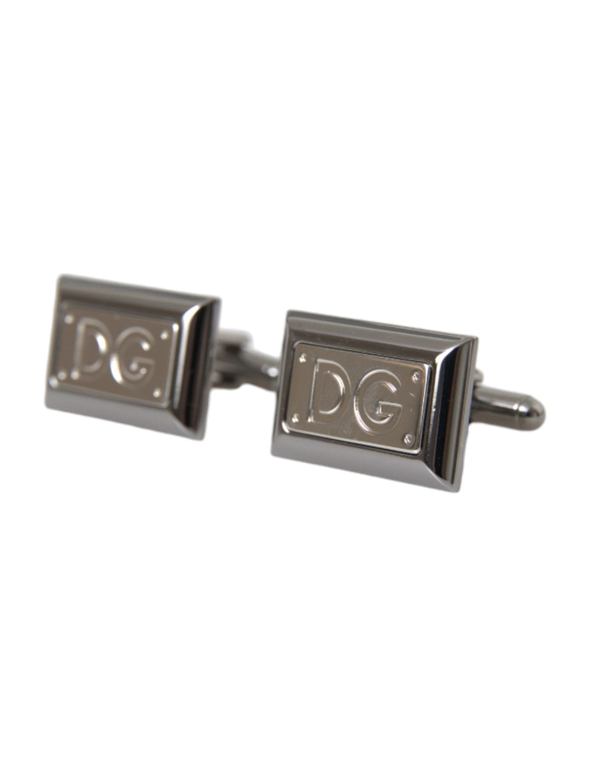 Dolce & Gabbana Silver Plated Metal Brass DG Logo Pin Cufflinks