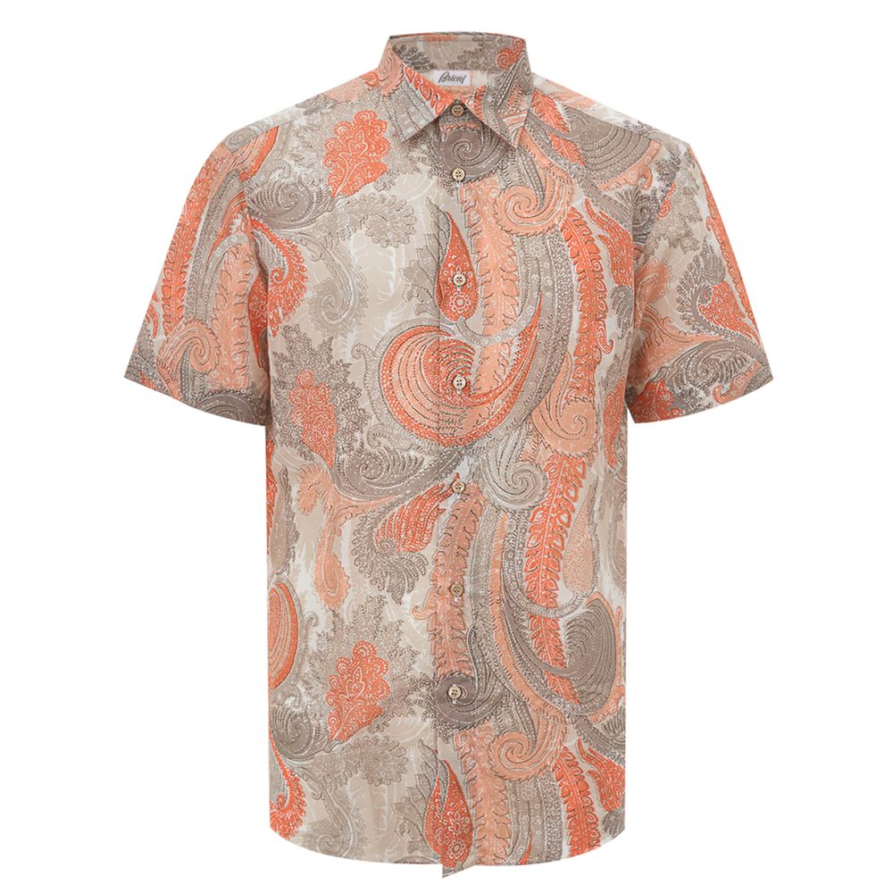 Chemise en coton orange Brioni