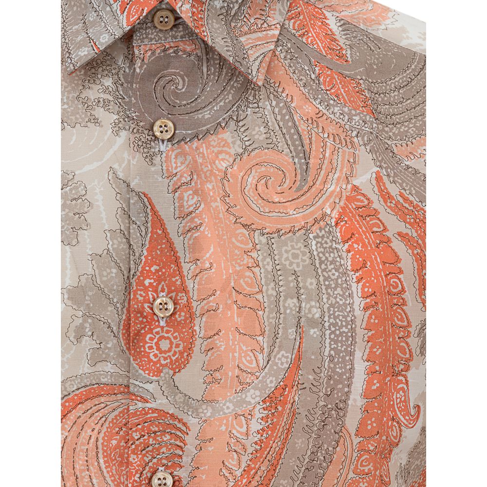 Chemise en coton orange Brioni