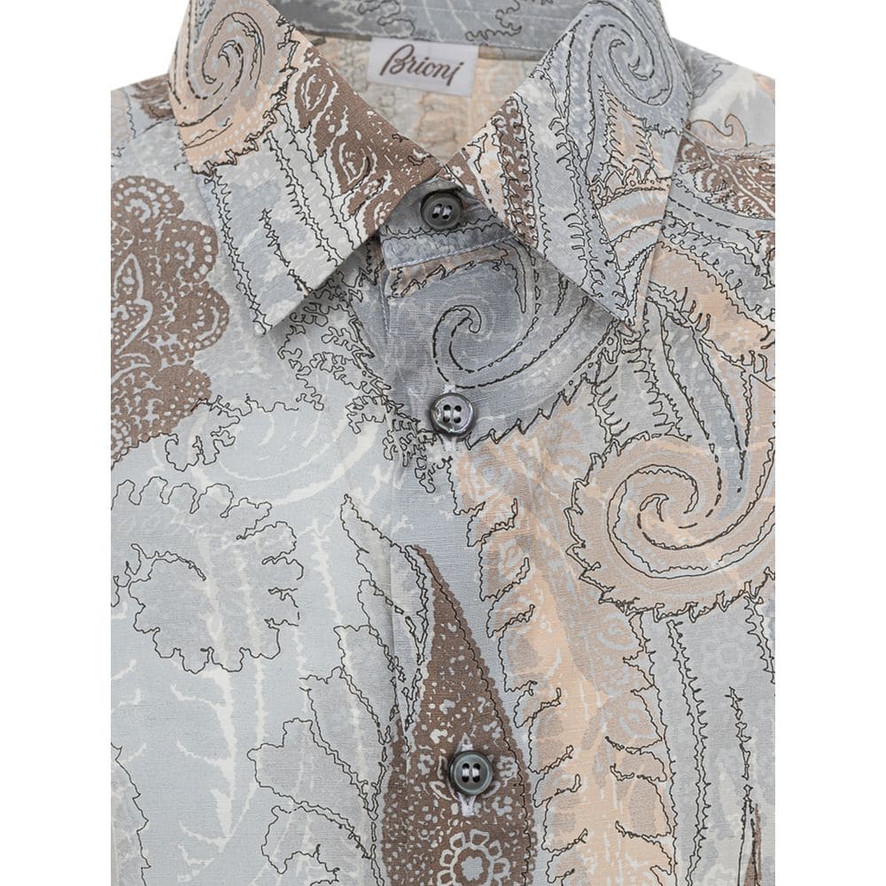 Camisa de algodón gris Brioni