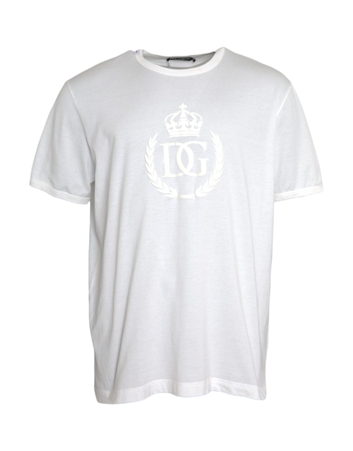 T-shirt ras du cou en coton blanc avec logo en relief Dolce &amp; Gabbana