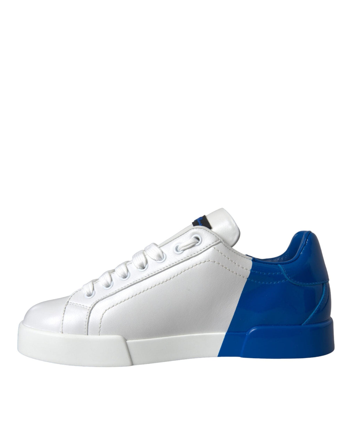 Baskets basses Dolce &amp; Gabbana en cuir blanc et bleu avec logo