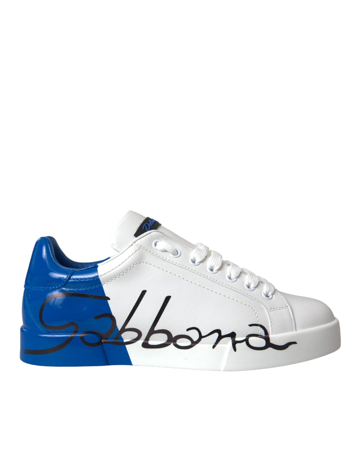 Zapatillas bajas con logo de cuero azul y blanco de Dolce &amp; Gabbana