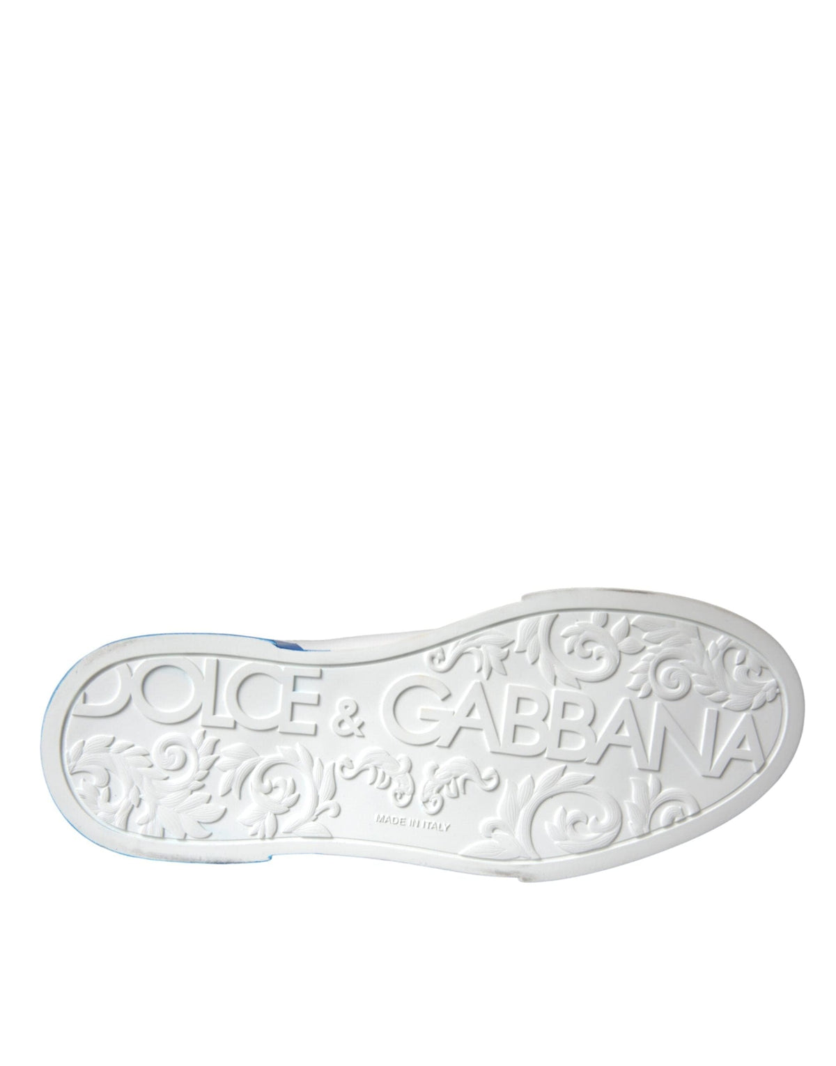 Baskets basses Dolce &amp; Gabbana en cuir blanc et bleu avec logo