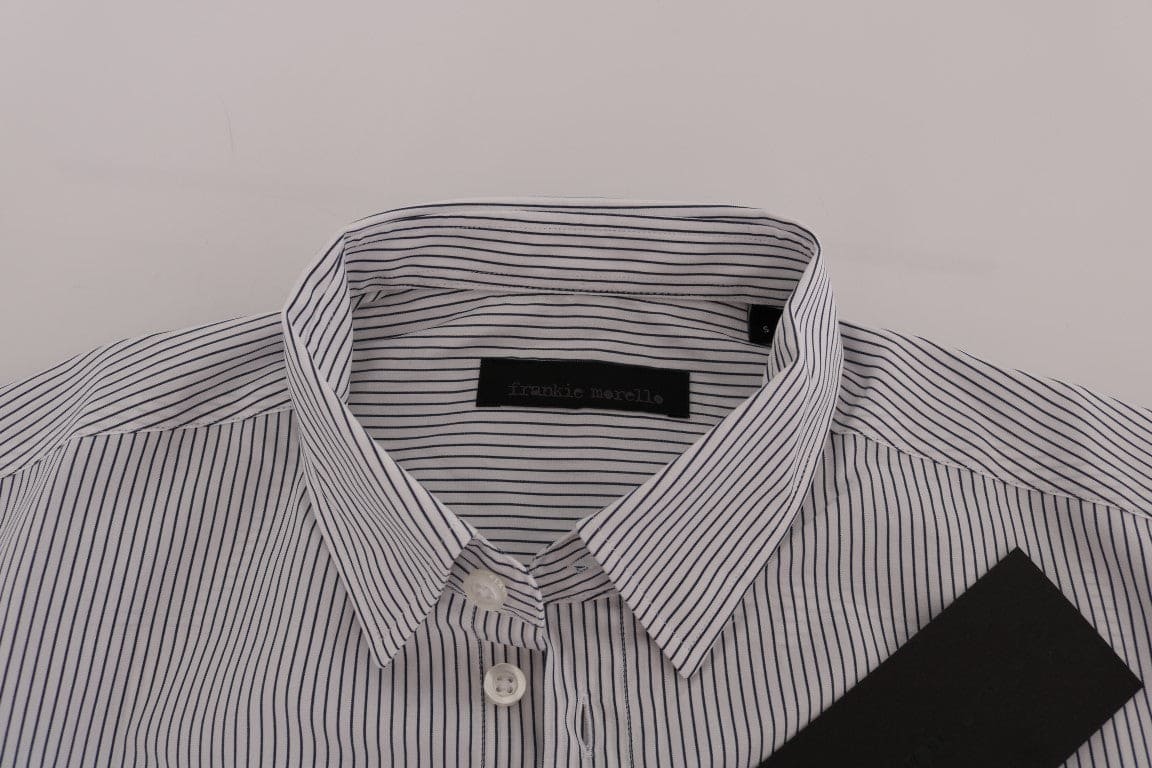 Camisa informal elegante de rayas blancas y azules de Frankie Morello