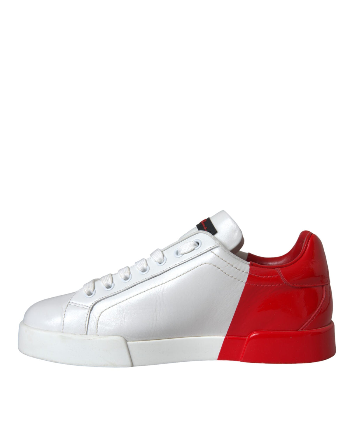 Zapatillas bajas con logo de cuero rojo y blanco de Dolce &amp; Gabbana