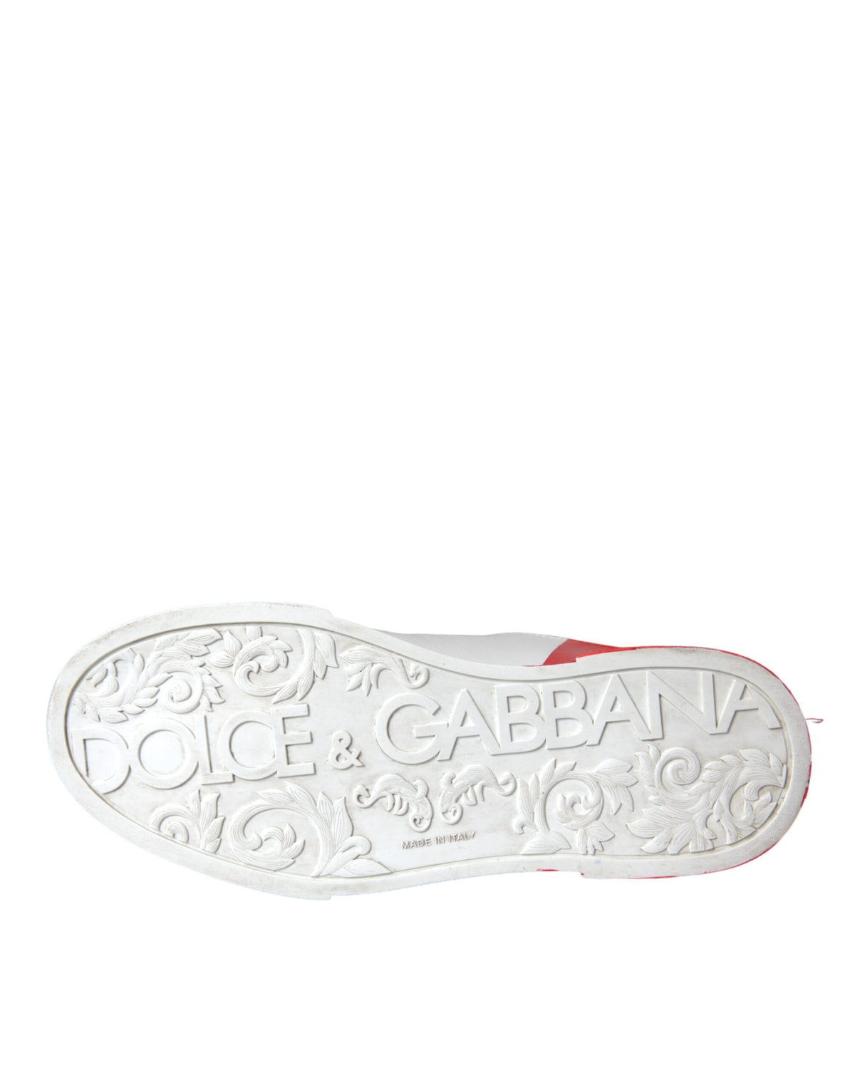 Zapatillas bajas con logo de cuero rojo y blanco de Dolce &amp; Gabbana