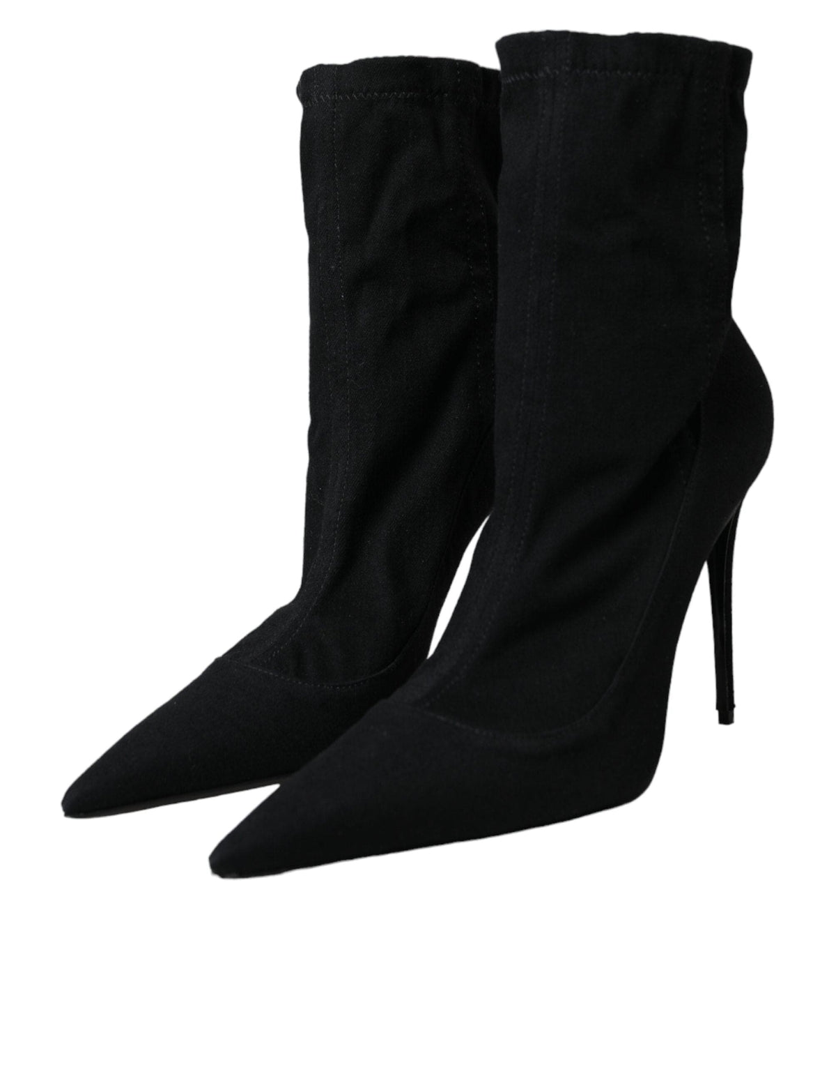 Dolce & Gabbana Black Stiletto Heels Denim Ankle Boots Shoes