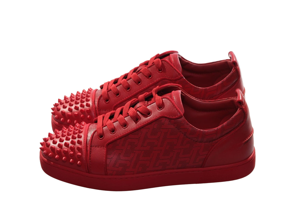 Baskets en cuir rouge Christian Louboutin Louis Junior Spikes Orlato