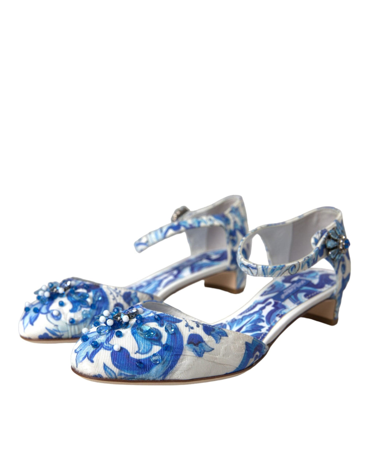 Dolce & Gabbana White Majolica Mary Janes Heels Pumps Shoes