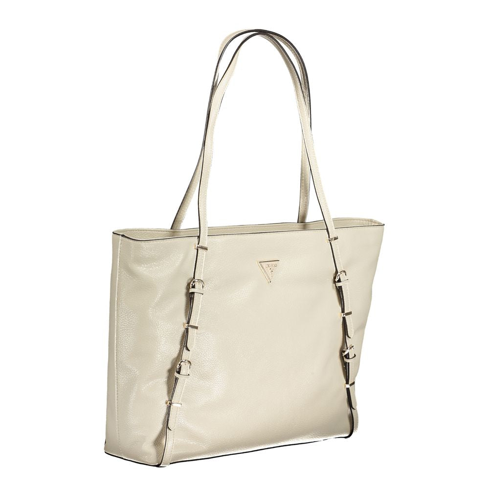 Bolso de mano beige de polietileno Guess Jeans