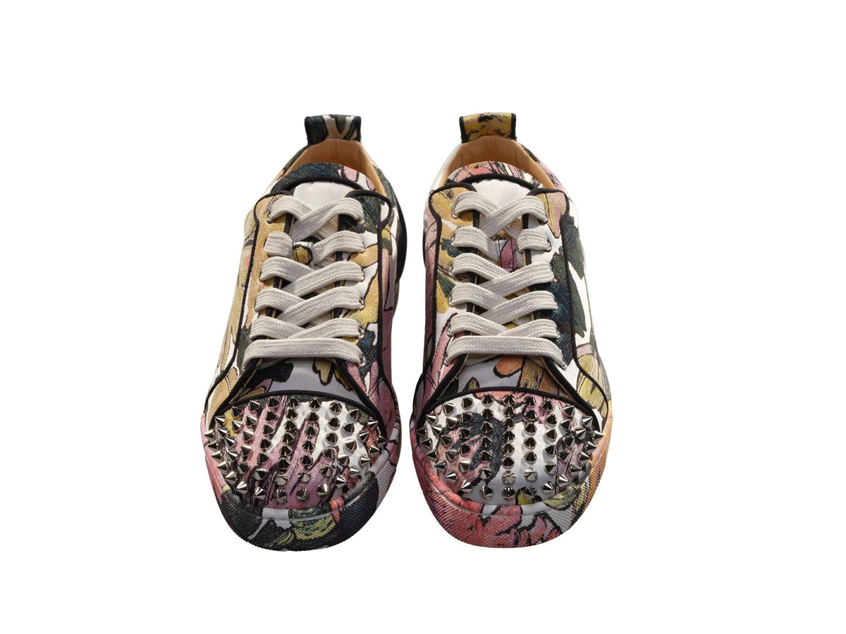 Zapatillas de deporte planas con cordones y estampado botánico Fun Louis Junior Spikes de Christian Louboutin