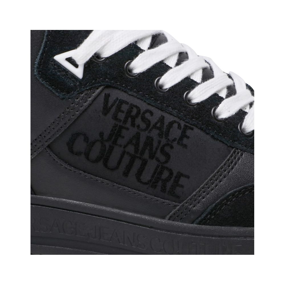 Baskets en cuir de veau noir Versace Jeans