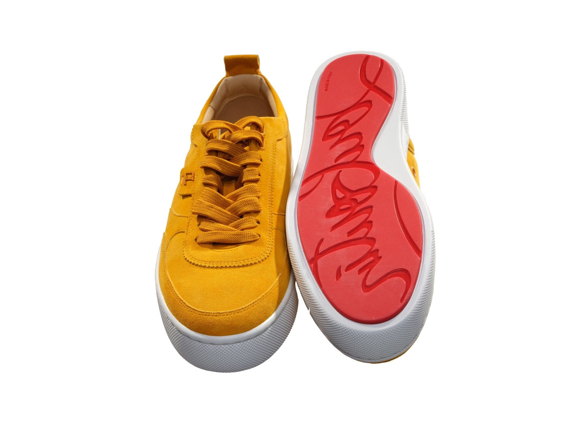 Baskets plates à lacets en daim jaune Happyrui de Christian Louboutin