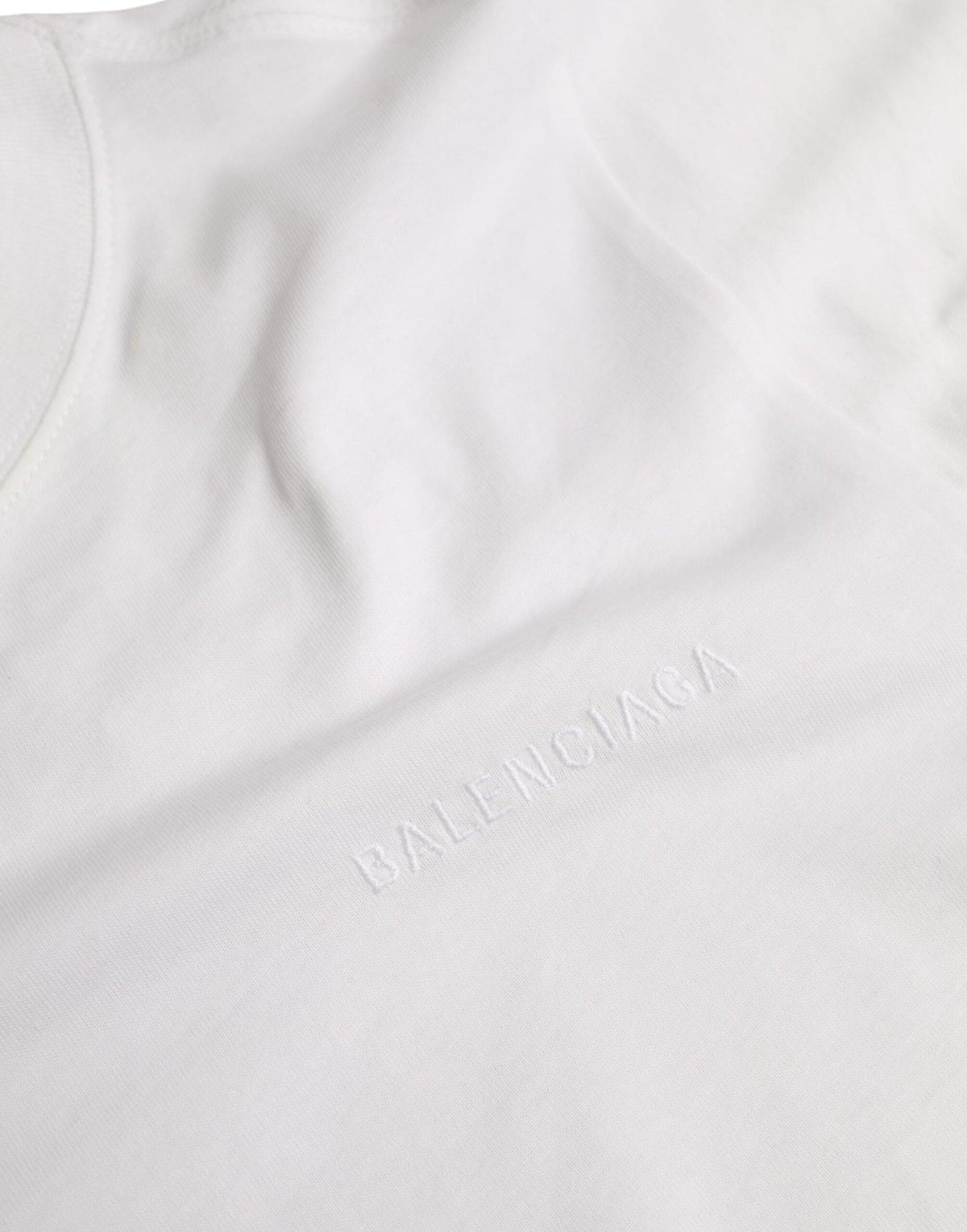 Balenciaga White Cotton Crew Neck Short Sleeves Tee T-shirt