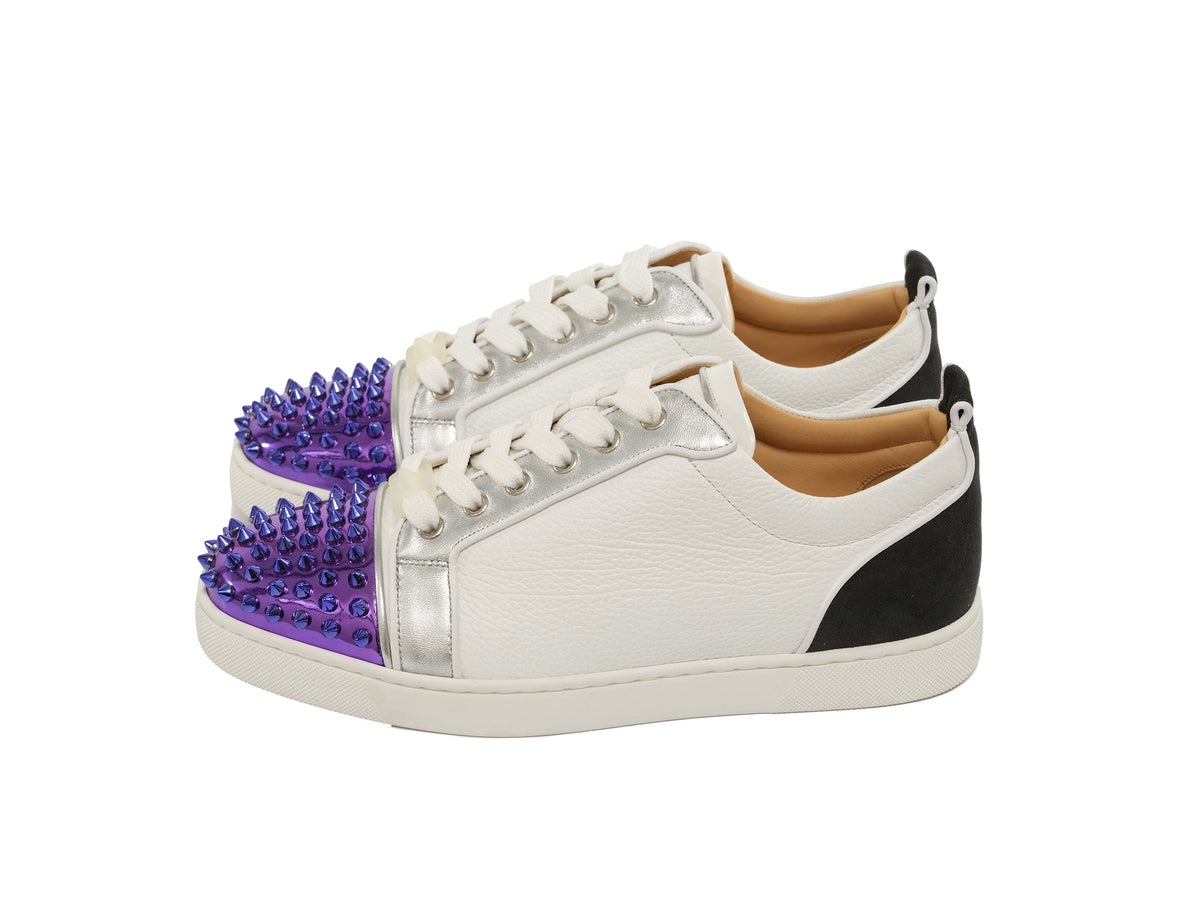 Baskets plates contrastantes en cuir Louis Junior Spikes de Christian Louboutin