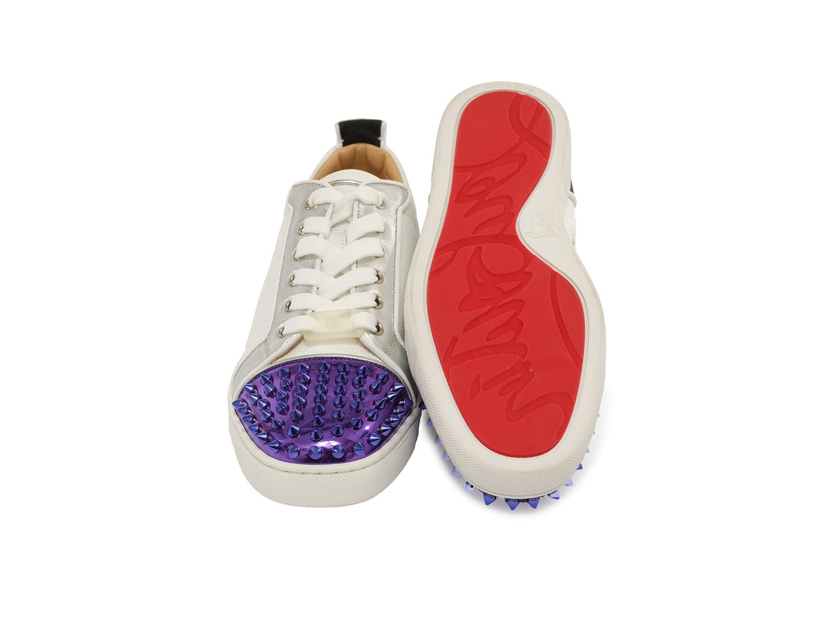 Baskets plates contrastantes en cuir Louis Junior Spikes de Christian Louboutin